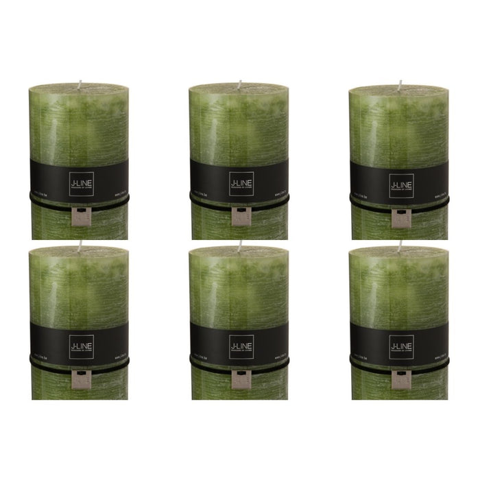 J-Line cilinderkaars Gras - groen - XXL - 150U - 6 stuks