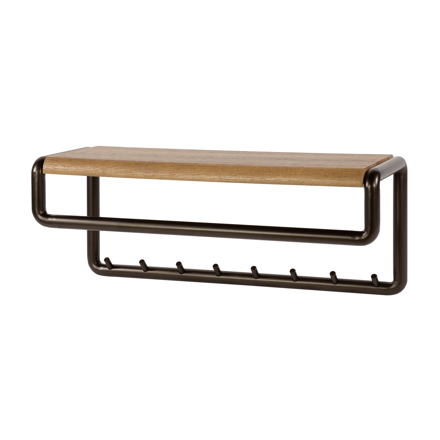 Hoyz Collection - Kapstok Luno Roede En Hoedenplank 8 Haken - Brown