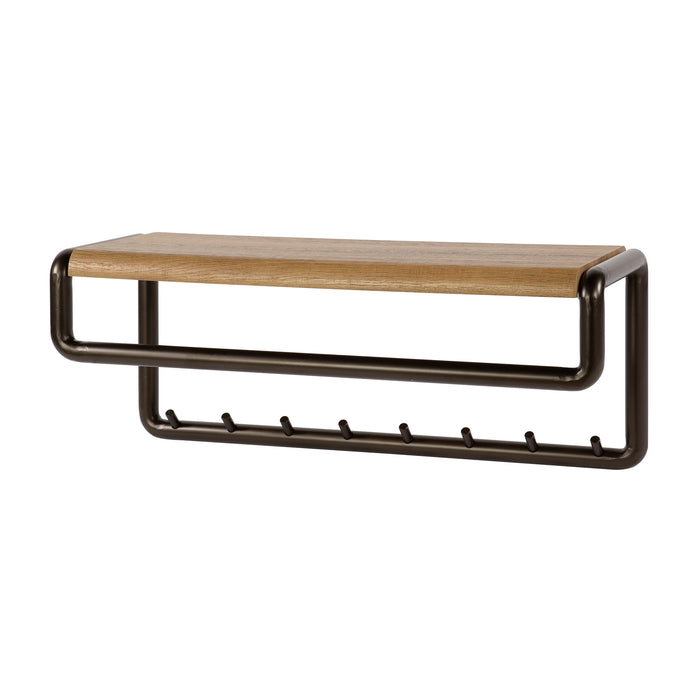 Hoyz Collection - Kapstok Luno Roede En Hoedenplank 8 Haken - Brown