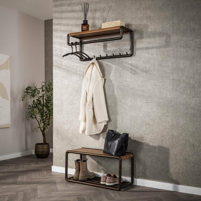 Hoyz Collection - Kapstok Luno Roede En Hoedenplank 8 Haken - Brown
