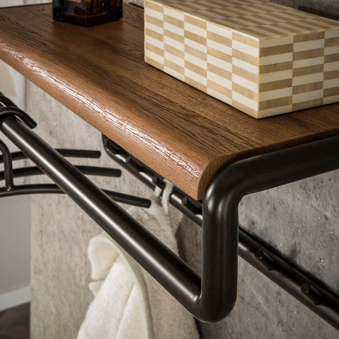 Hoyz Collection - Kapstok Luno Roede En Hoedenplank 8 Haken - Brown