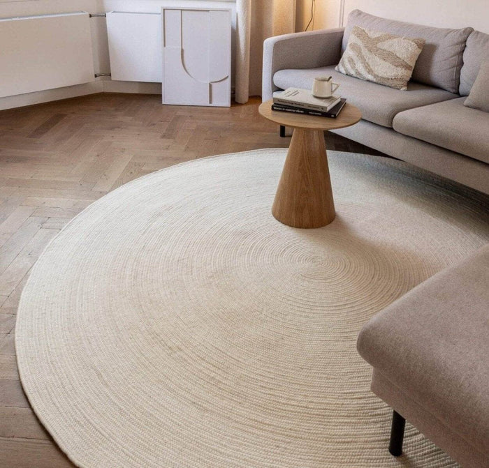 Interieur05 Rond wollen vloerkleed Gapo wit - 180 x 180 cm
