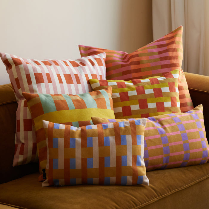 FÉST Stripes & Checks Sierkussen 60 x 60 cm - Purple / Orange