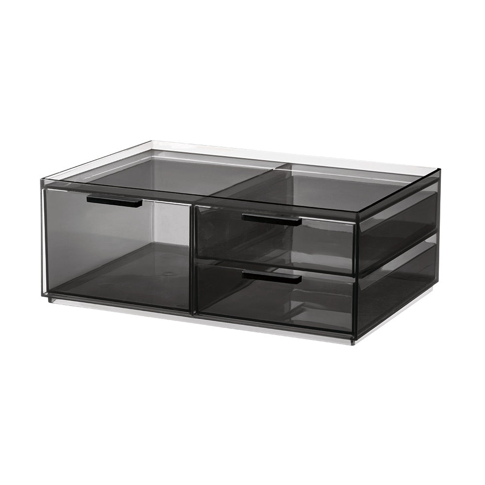 Make-up Organizer, 3 Lades, Breed, 30.5 x 20.3 x 11.4 cm, Smoke - iDes