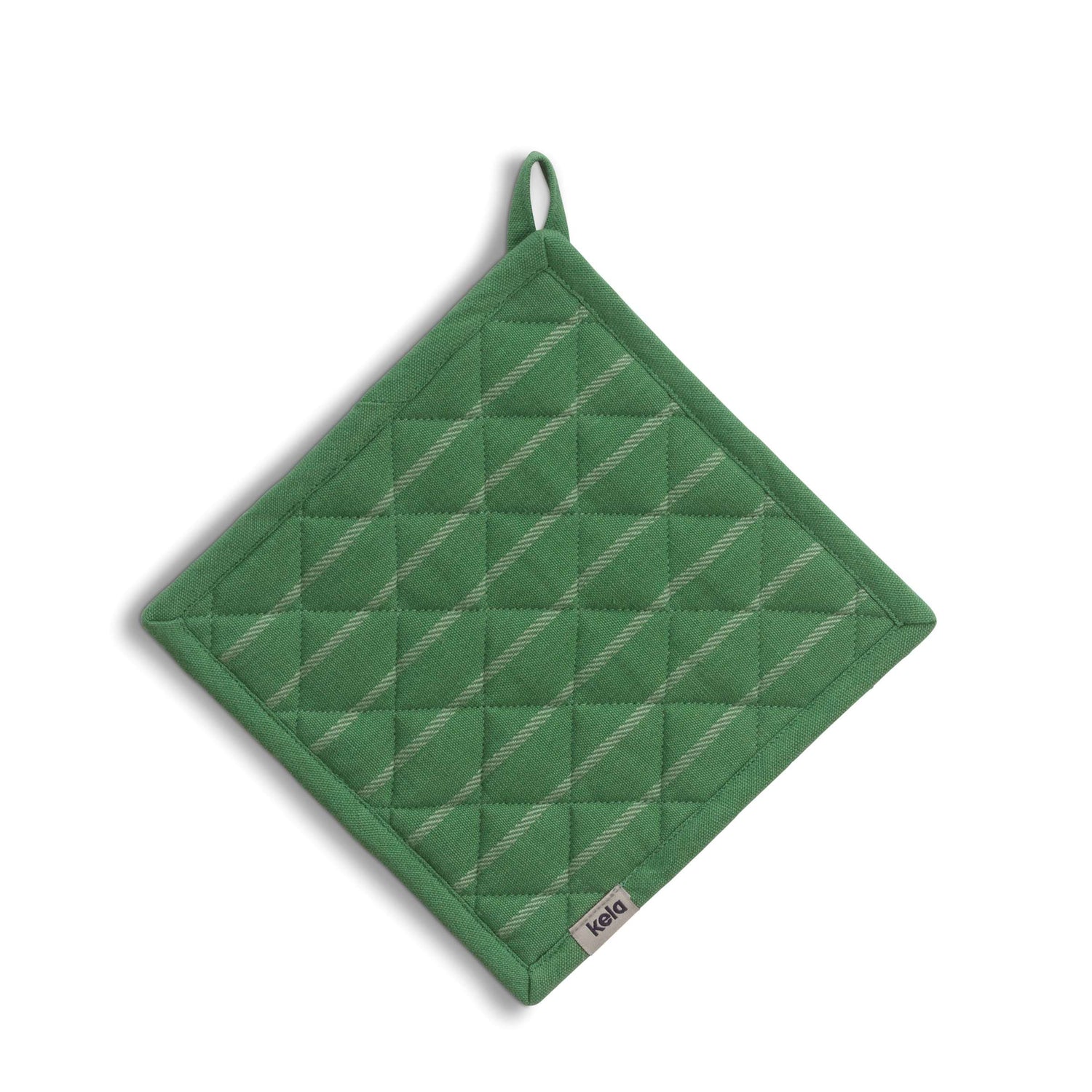 Pannenlap, Set van 4 Stuks, Katoen, Groen met Streep, 20 x 20 cm - Kel