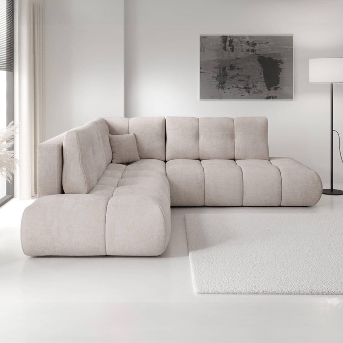 by fonQ Charme Hoekbank Links/Rechts met Slaapfunctie - Chenille - Greige