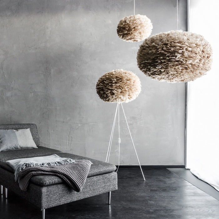 Umage Eos Medium vloerlamp light brown - met tripod wit - Ø 45 cm