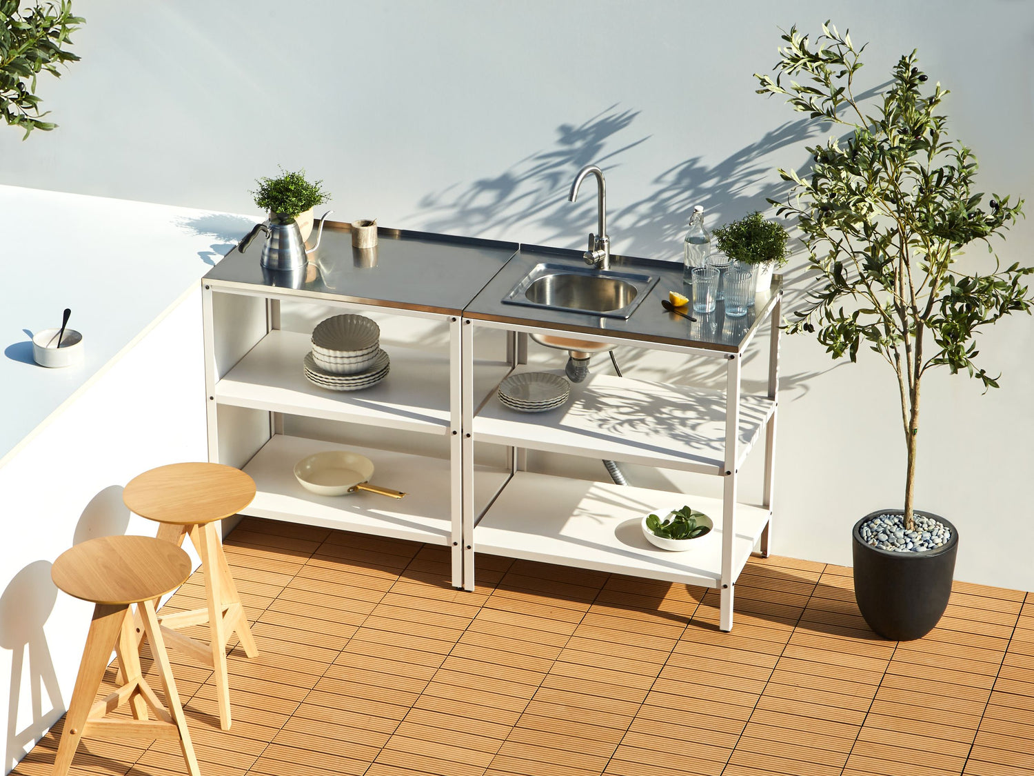 Beliani - VILAMA - Buitenkeuken eiland - Wit - 80x50x92 cm - Staal