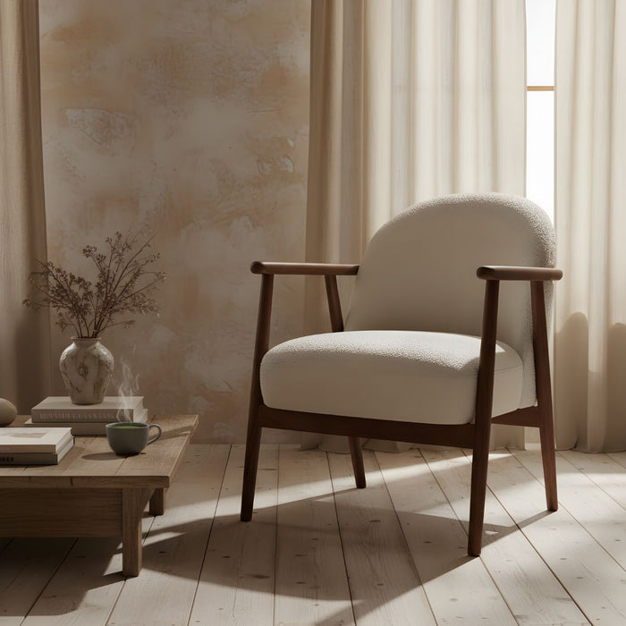 DÉJA Living - Fauteuil - Beige Stof|Walnoot - 65x72x81cm - Skövde