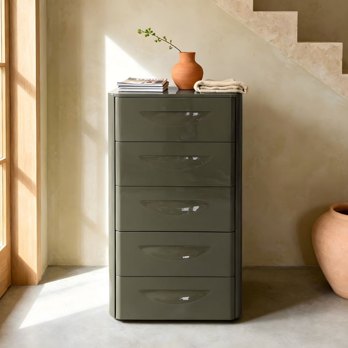 DÉJA Living - Ladekast Kaki Groen Glossy MDF - 60x41x105cm - Setra