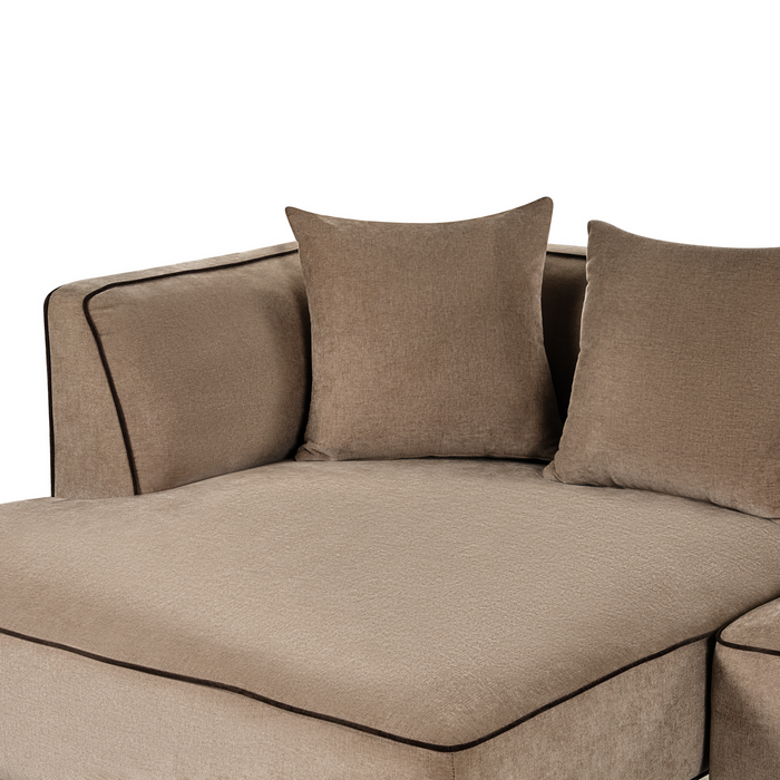 Beliani-SATER-Hoekbank 3-zits-Lichtbruin-Linkszijdig-Chenille