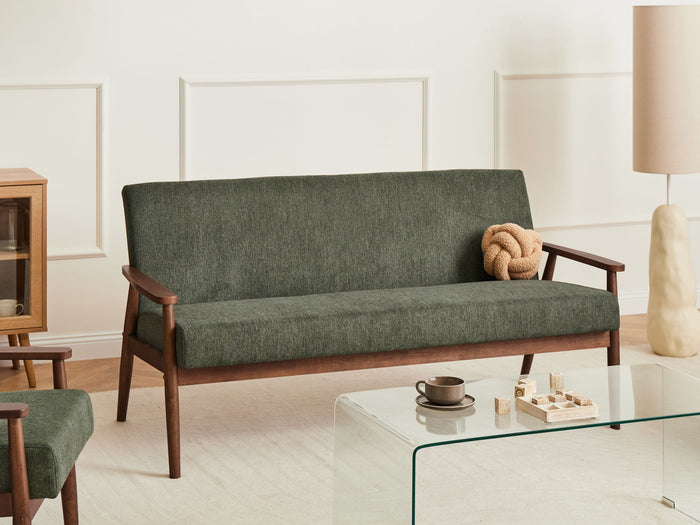 Beliani - ESRUM - Driezitsbank - Groen|Donkerbruin - Polyester