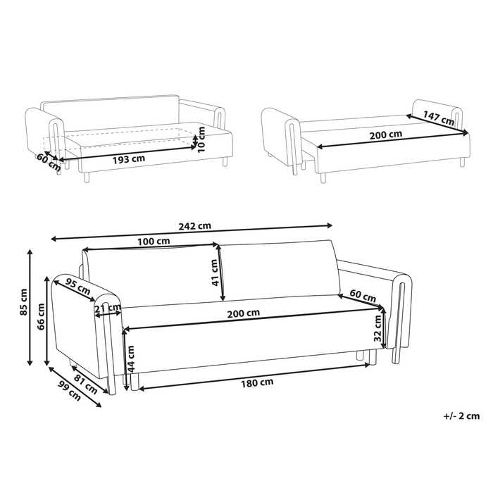 Beliani - KVAM - Slaapbank 3-zits opbergruimte - Groen - Polyester