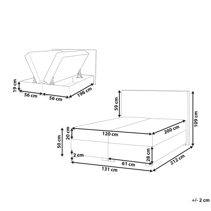 Beliani - MAJOR - Boxspring - Taupe - 120 x 200 cm - Stof