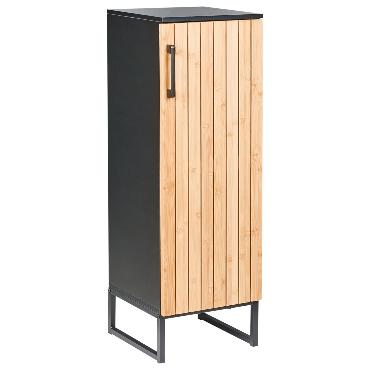 Beliani-MISCANTI-Badkamerkast-Lichtbruin|Zwart-30 x 90 cm-Bamboehout