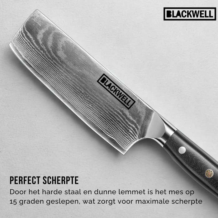 Blackwell Messenset (Koksmes + Groentemes + Officemes) - Japanse stijl - 67 lagen damaststaal - VG10 - 3-delig