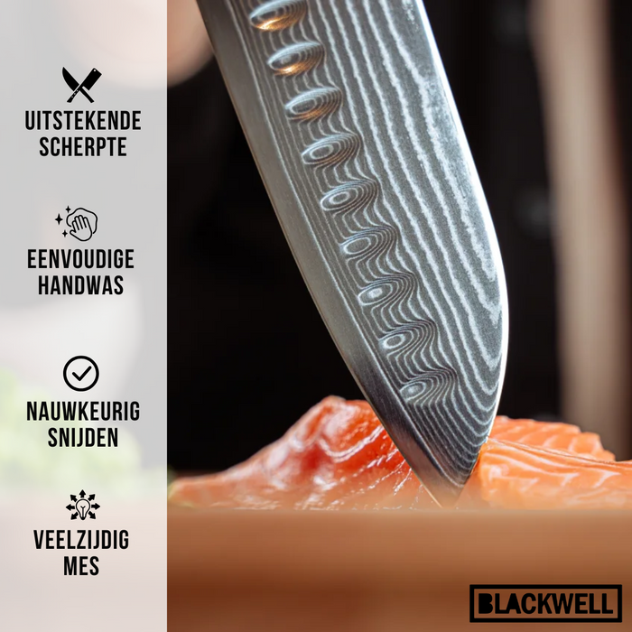 Blackwell Santokumes Japanse stijl - 67 lagen damaststaal - VG10 - 19 cm