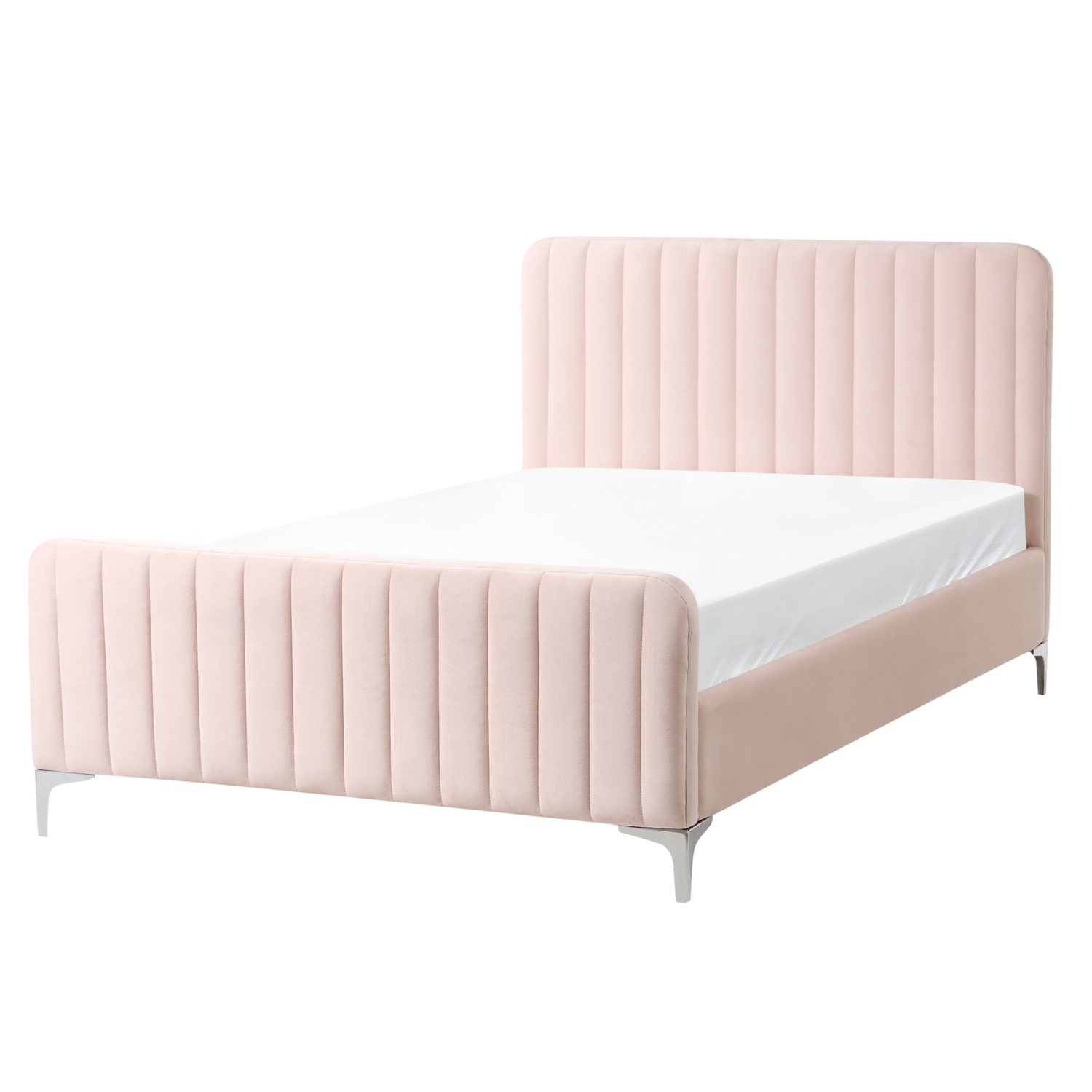 Beliani - LUNAN - Bed - Pastelroze - 120 x 200 cm - Fluweel