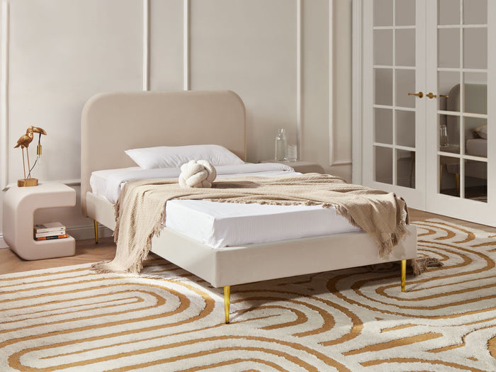 Beliani-FLAYAT-Eenpersoonsbed-Lichtbeige-120 x 200 cm-Fluweel