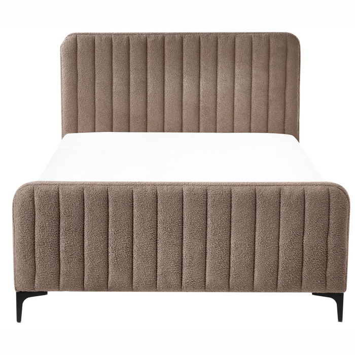 Beliani - LUNAN - Tweepersoonsbed - Taupe - 120 x 200 cm - Bouclé