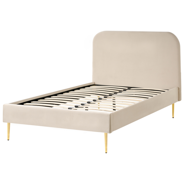 Beliani-FLAYAT-Eenpersoonsbed-Lichtbeige-120 x 200 cm-Fluweel