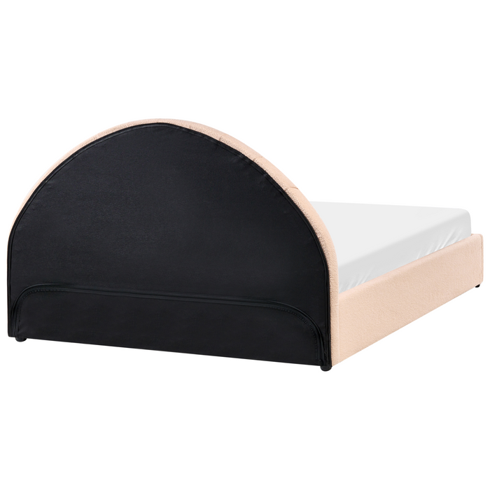 Beliani-CHADENET-Bed met opbergruimte-Perzikroze-160 x 200 cm-Bouclé