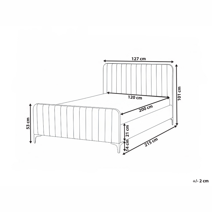 Beliani - LUNAN - Tweepersoonsbed - Taupe - 120 x 200 cm - Bouclé