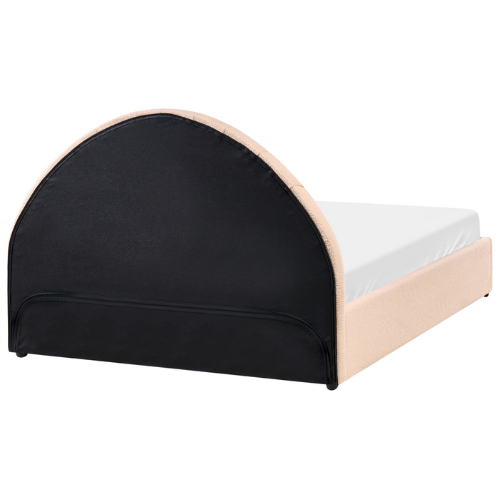 Beliani-CHADENET-Bed met opbergruimte-Perzikroze-140 x 200 cm-Bouclé