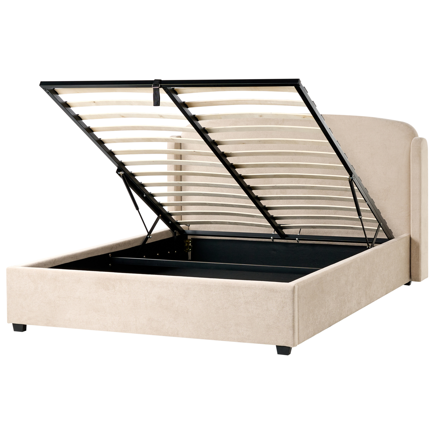 Beliani-BERNAY-Bed met opbergruimte -Taupe-160 x 200 cm-Polyester