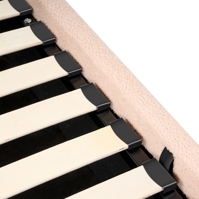 Beliani-CHADENET-Bed met opbergruimte-Perzikroze-140 x 200 cm-Bouclé