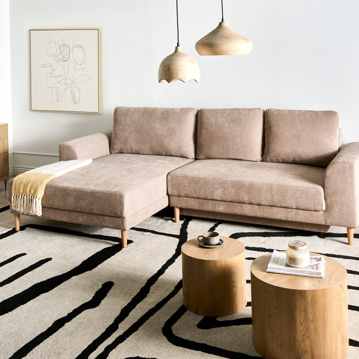 Beliani-NUBORG-Hoekslaapbank 3-zits-Lichtbruin-Rechtszijdig-Chenille