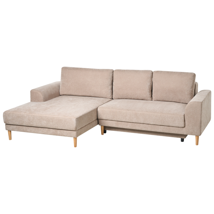 Beliani-NUBORG-Hoekslaapbank 3-zits-Lichtbruin-Rechtszijdig-Chenille
