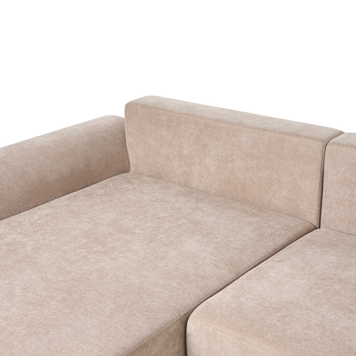 Beliani-NUBORG-Hoekslaapbank 3-zits-Lichtbruin-Rechtszijdig-Chenille