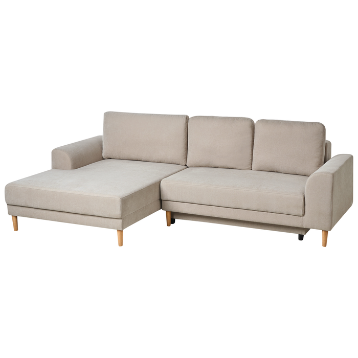 Beliani-NUBORG-Hoekslaapbank 3-zits-Lichtbeige-Rechtszijdig-Chenille
