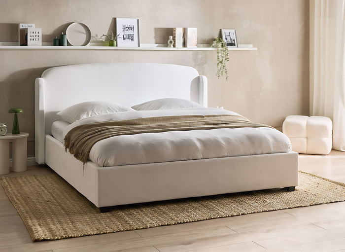 Beliani-BERNAY-Bed opbergruimte -Gebroken wit-180 x 200 cm-Polyester