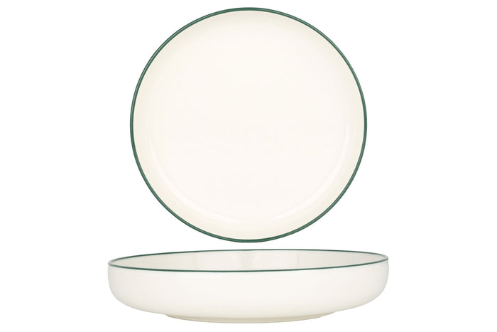 Rinart Diep bord - Green Edge - Porselein - 19 cm (500cc) - set van 6