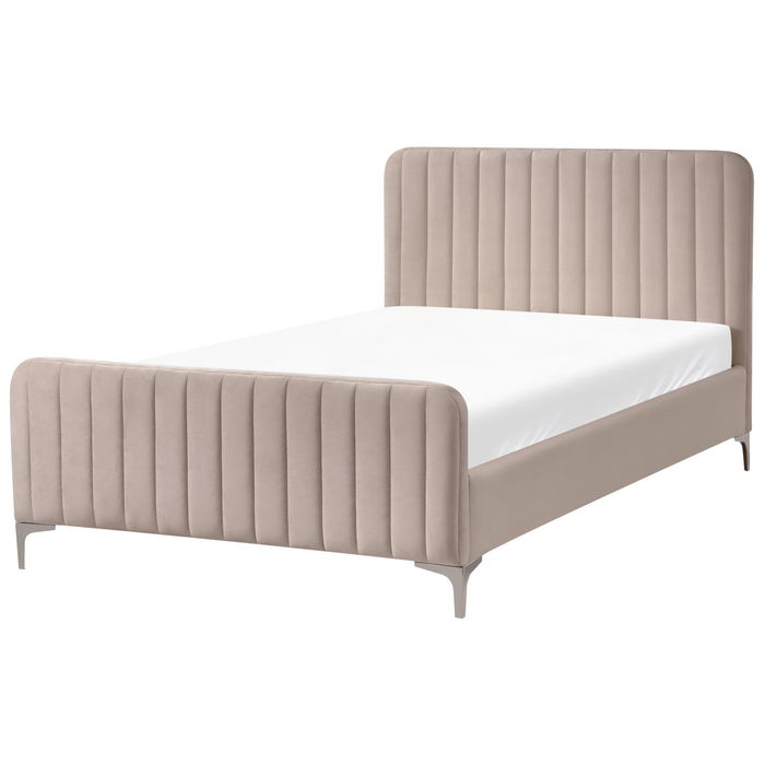 Beliani - LUNAN - Bed - Taupe - 120 x 200 cm - Fluweel