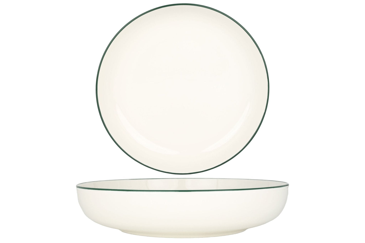 Rinart Diep bord - Green Edge - Porselein - 26 cm (2000cc) - set van 6