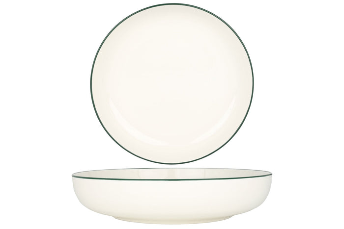 Rinart Diep bord - Green Edge - Porselein - 26 cm (2000cc) - set van 6