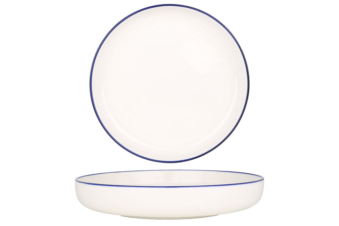 Rinart Diep bord - Blue Edge - Porselein - 22 cm (800cc) - set van 6