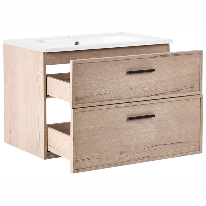 Beliani - YELCHO - Wandgemonteerd meubel met wasbak - Lichtbruin - MDF