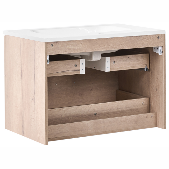 Beliani - YELCHO - Wandgemonteerd meubel met wasbak - Lichtbruin - MDF