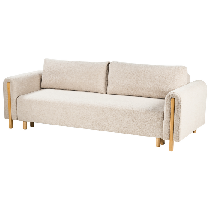 Beliani - KVAM - Slaapbank 3-zits opbergruimte - Beige - Bouclé