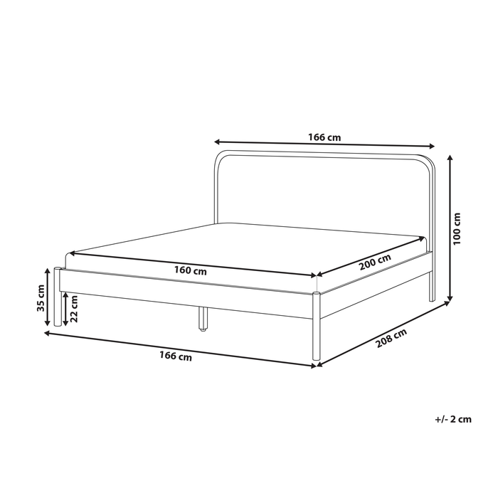 Beliani-DOSCHES-Tweepersoonsbed-Lichtbruin-160 x 200 cm-Grenenhout