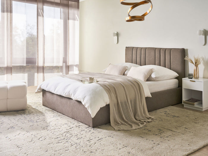 Beliani - TARASCON - Tweepersoonsbed - Taupe - 140 x 200 cm - Stof