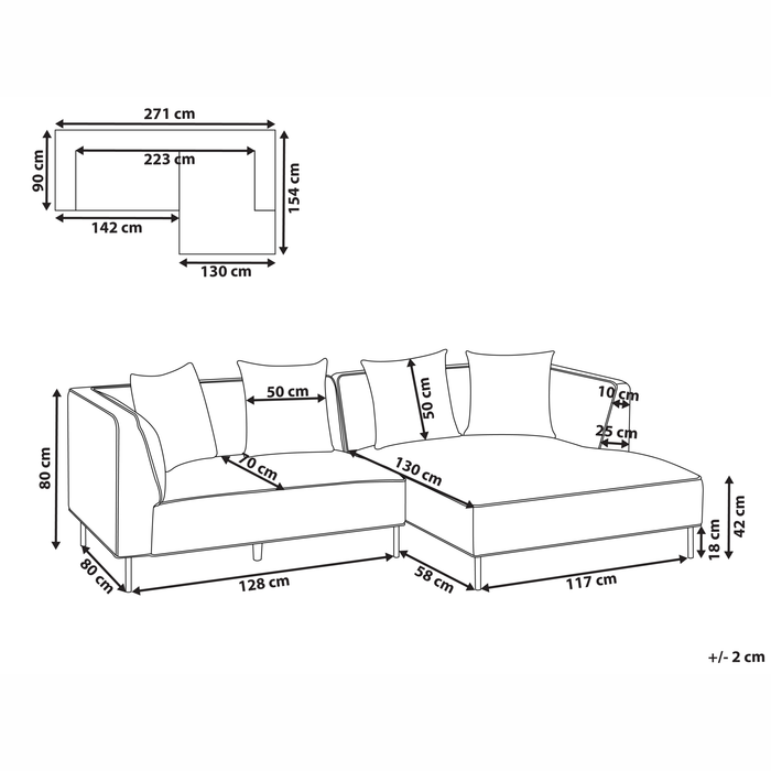 Beliani - SATER - Hoekbank 3-zits - Taupe - Linkszijdig - Chenille
