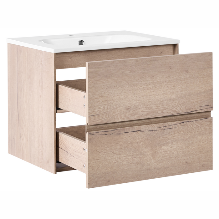 Beliani - VITA - Wandgemonteerd meubel met wasbak - Lichtbruin - MDF