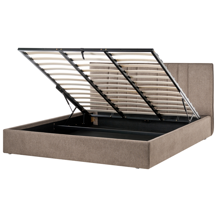 Beliani - TARASCON - Tweepersoonsbed - Taupe - 180 x 200 cm - Stof