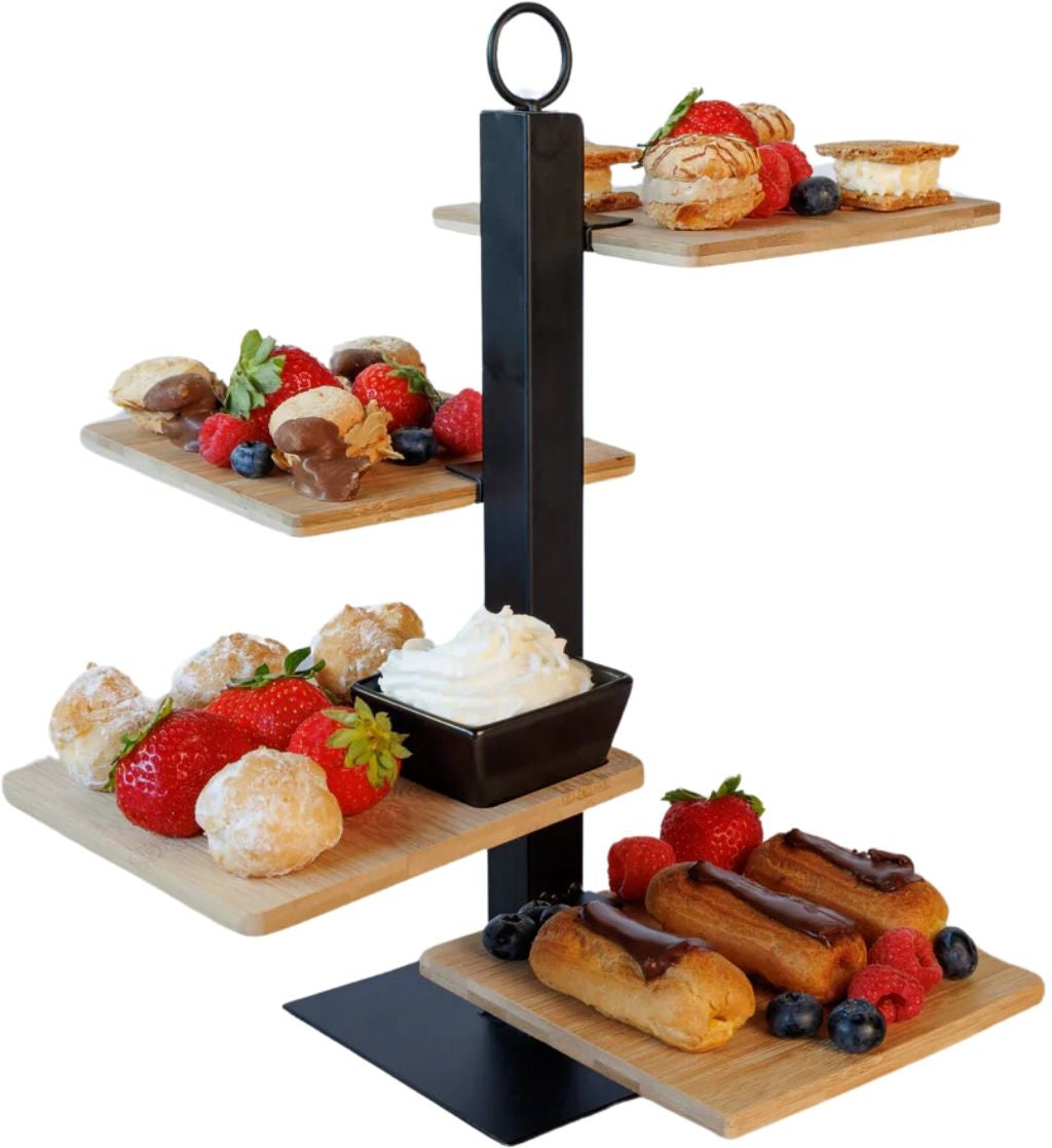 Cosy & Trendy Etagere 4 Laags | Serveertoren + Schaaltje - Zwart Metaal