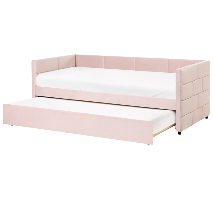 Beliani - CHAVONNE - Onderschuifbed - Roze - 90 x 200 cm - Fluweel